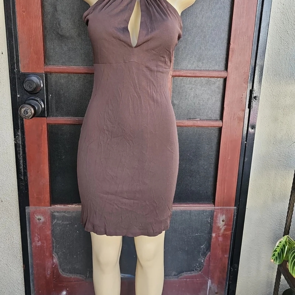 Elegant Brown Halter Dress